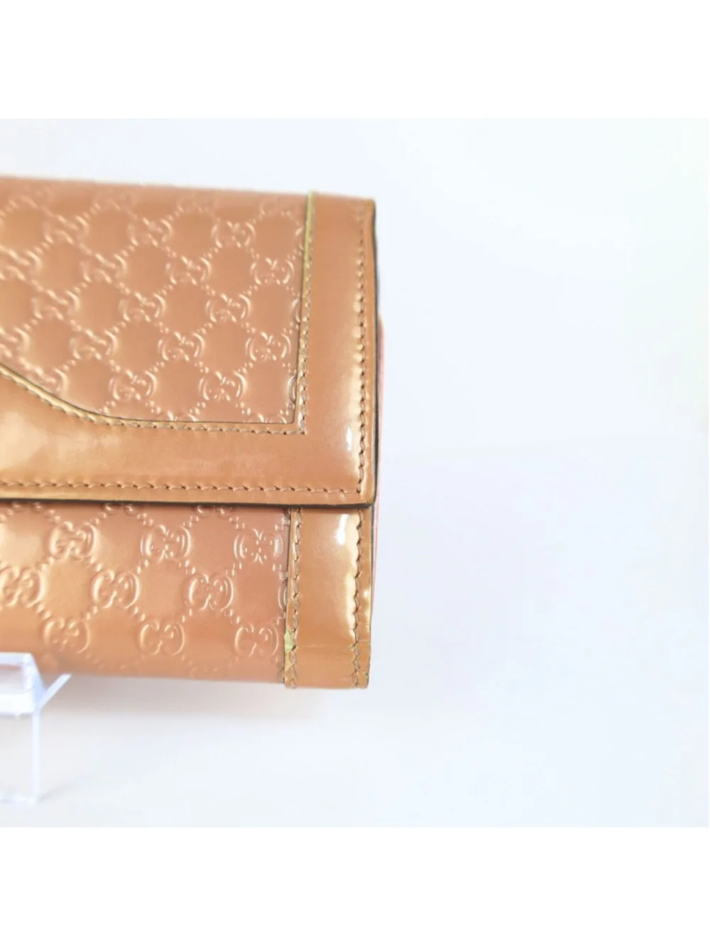 GUCCI Guccisima Trifold wallet Long Wallet Purse GG Enamel Pink Women Used Auth - Picture 4 of 16